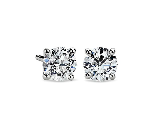 Four-Prong Earrings in Platinum