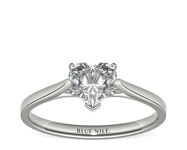 Petite Cathedral Solitaire Engagement Ring in 14k White Gold
