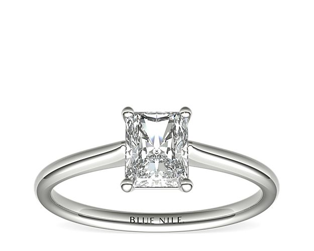 Petite Solitaire Engagement Ring in 14k White Gold