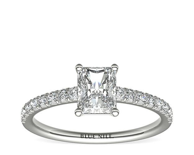French Pavé Diamond Engagement Ring in 14k White Gold (1/4 ct. tw.)
