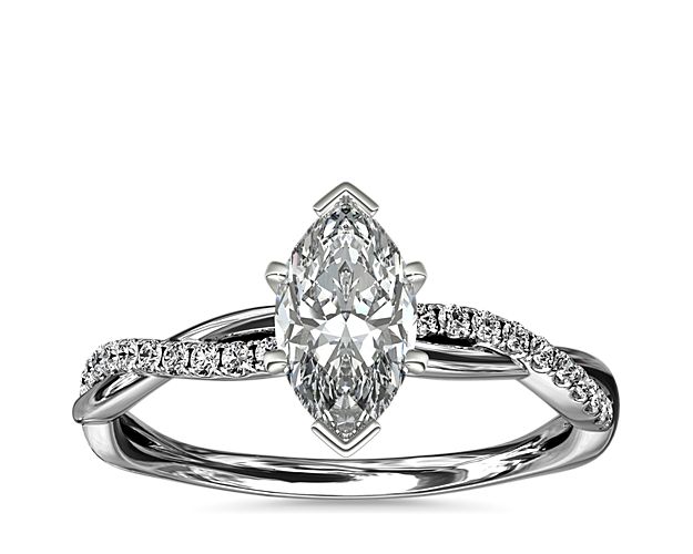 Petite Twist Diamond Engagement Ring in 14k White Gold (1/10 ct. tw.)