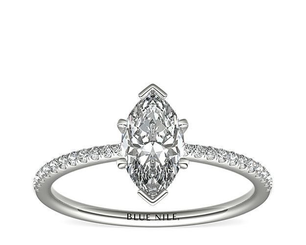 Petite Micropavé Diamond Engagement Ring in 14k White Gold (1/10 ct. tw.)