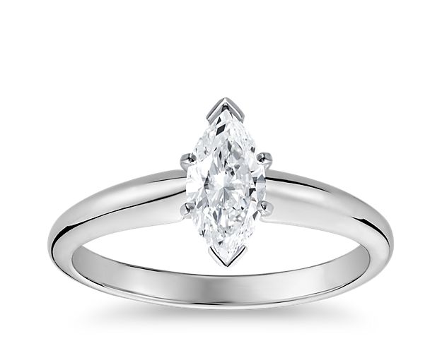 Classic Simple Solitaire Engagement Ring in 14k White Gold