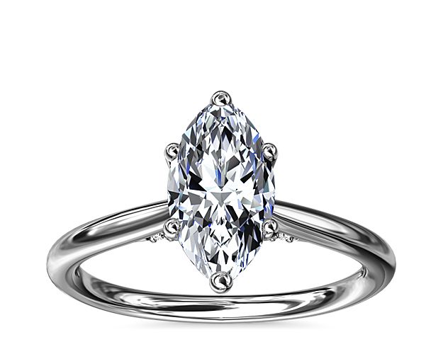 Petite Hidden Halo Solitaire Plus Diamond Engagement Ring in 14k White Gold
