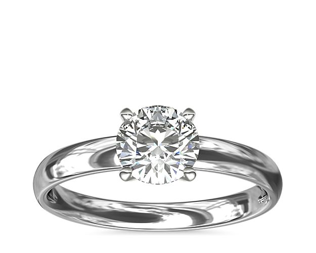 Classic Comfort Fit Solitaire Engagement Ring in 14k White Gold (2.5mm)