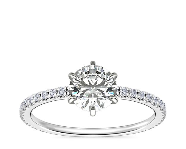 Eternal Riviera Diamond Engagement Ring in 14k White Gold (1/6 ct. tw.)