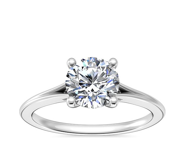 Petite Split Shank Solitaire in 14k White Gold