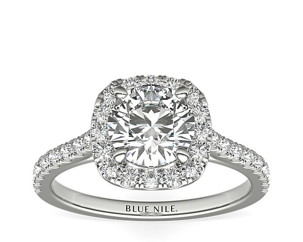 Cushion Halo Diamond Engagement Ring in 14k White Gold (1/3 ct. tw.)