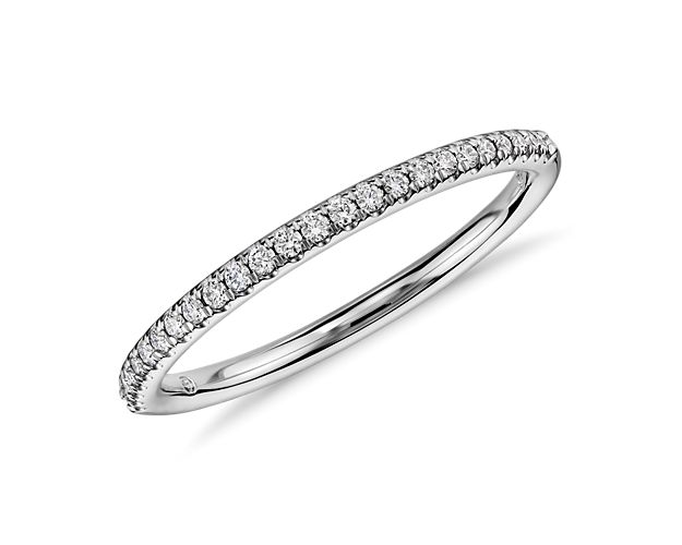 Petite Micropavé Diamond Ring in 14k White Gold (1/10 ct. tw.)