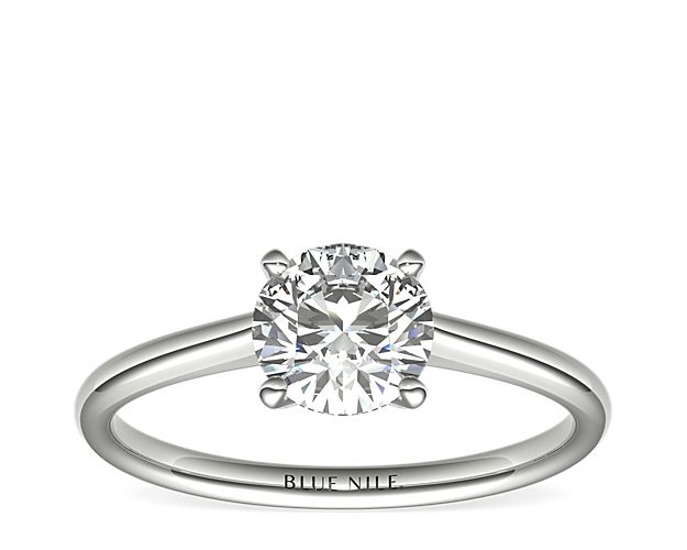 Petite Solitaire Engagement Ring in 14k White Gold