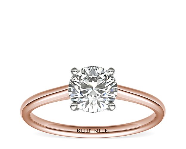 Petite Solitaire Engagement Ring in 14k Rose Gold