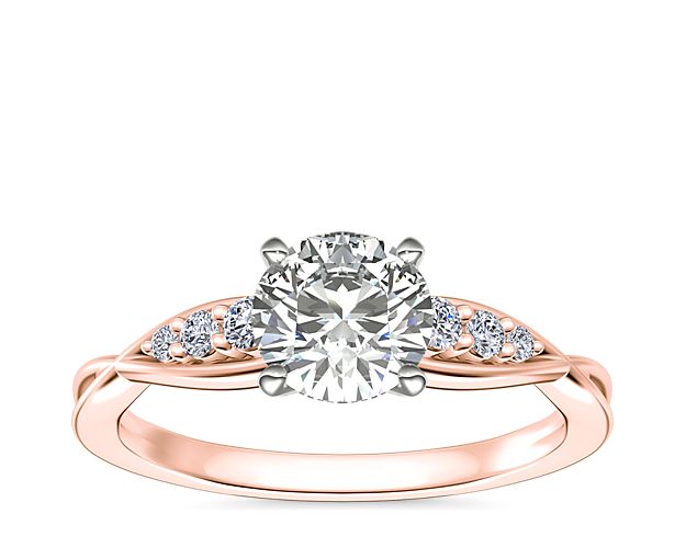 Delicate Twist Petite Diamond Engagement Ring in 14k Rose Gold (1/10 ct. tw.)