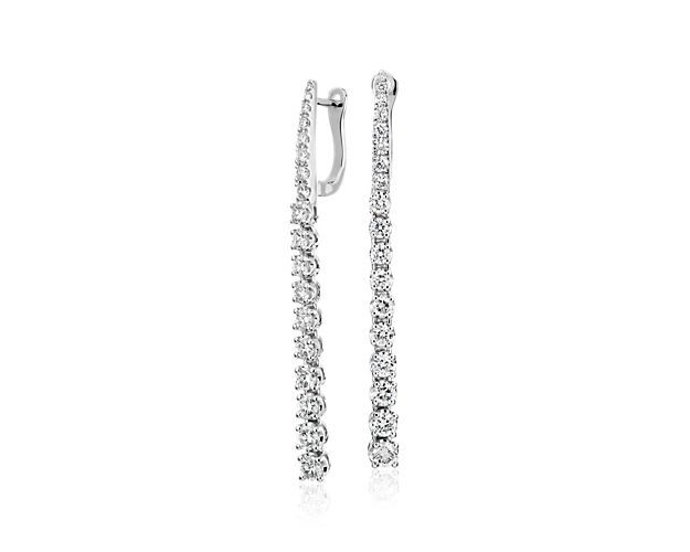 Diamond Line Drop Earrings in 14k White Gold (1 1/4 ct. tw.)
