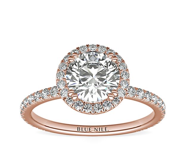 Blue Nile Studio Heiress Halo Diamond Engagement Ring in 18k Rose Gold (3/8 ct. tw.)