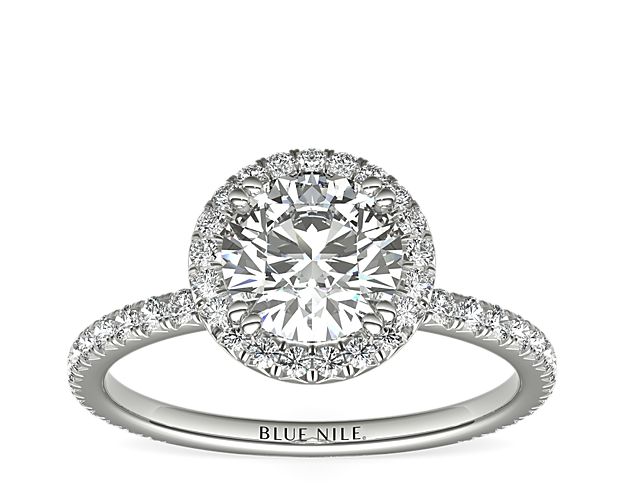 Blue Nile Studio Heiress Halo Diamond Engagement Ring in Platinum (3/8 ct. tw.)