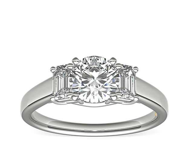 ZAC ZAC POSEN Three-Stone Emerald-Cut Diamond Engagement Ring in Platinum (1/3 ct tw.)