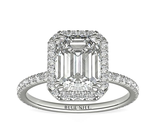 Blue Nile Studio Emerald Cut Heiress Halo Diamond Engagement Ring in Platinum (1/2 ct. tw.)