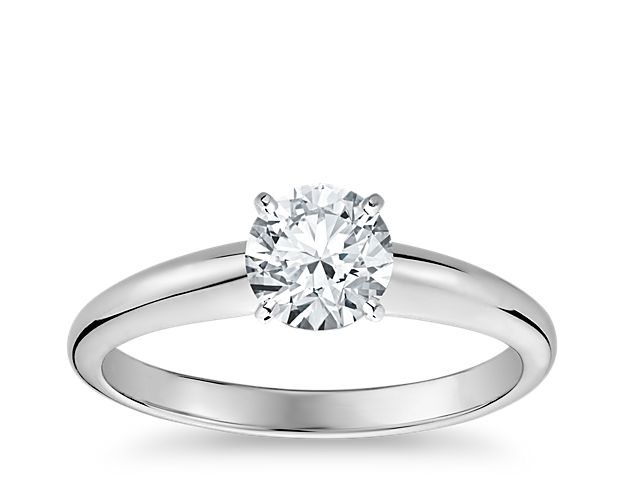 Classic Simple Solitaire Engagement Ring in 14k White Gold