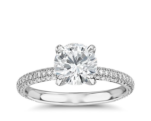 The Gallery Collection™ Rolled Micropavé Diamond Engagement Ring in Platinum (3/8 ct. tw.)