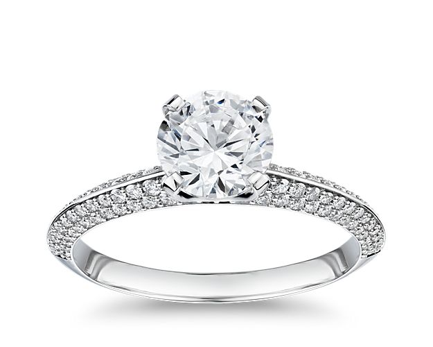 The Gallery Collection™ Knife Edge Micropavé Diamond Engagement Ring in Platinum (3/8 ct. tw.)