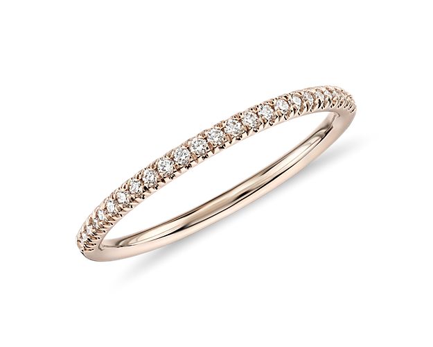 Petite Micropavé Diamond Ring in 14k Rose Gold (1/10 ct. tw.)