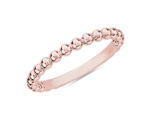 Beaded Stackable Ring in 14k Rose Gold (2.25mm)