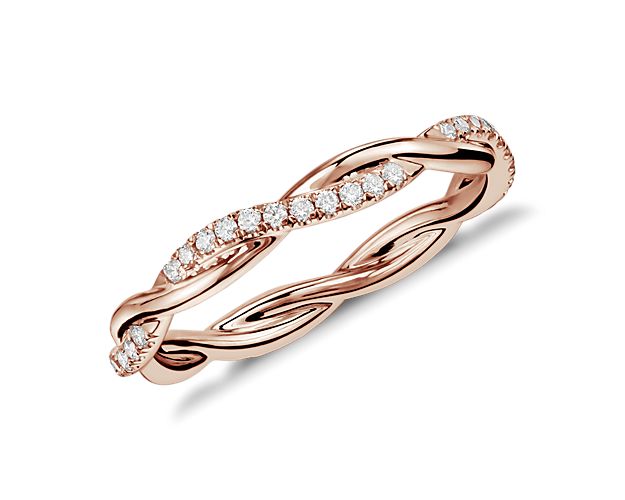 Petite Twist Diamond Eternity Ring in 14k Rose Gold (1/5 ct. tw.)