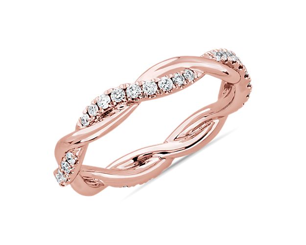 Petite Twist Diamond Eternity Ring in 14k Rose Gold (1/3 ct. tw.)
