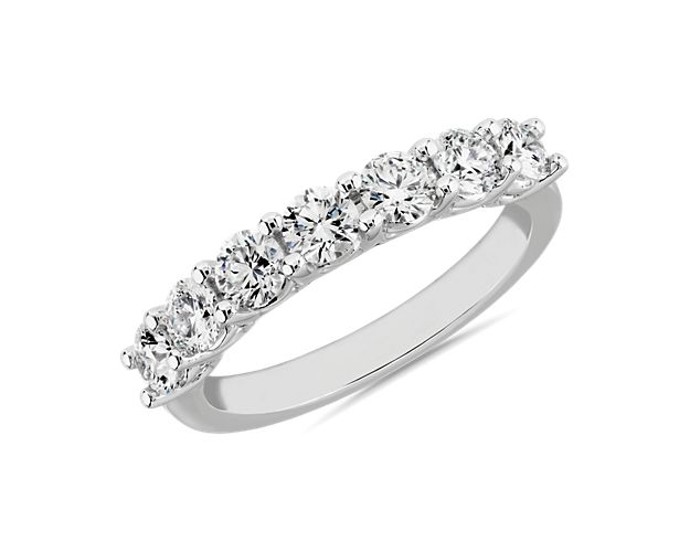 Lab Grown Diamond Low Dome Seven Stone Ring in 14k White Gold (1 ct. tw.)
