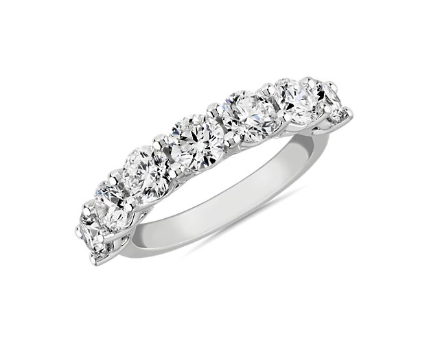Lab Grown Diamond Low Dome Seven Stone Ring in 14k White Gold (2 ct. tw.)