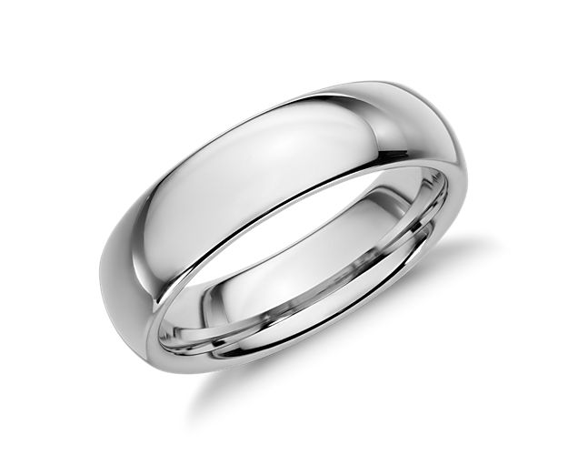 Comfort Fit Wedding Ring in White Tungsten Carbide (6mm)