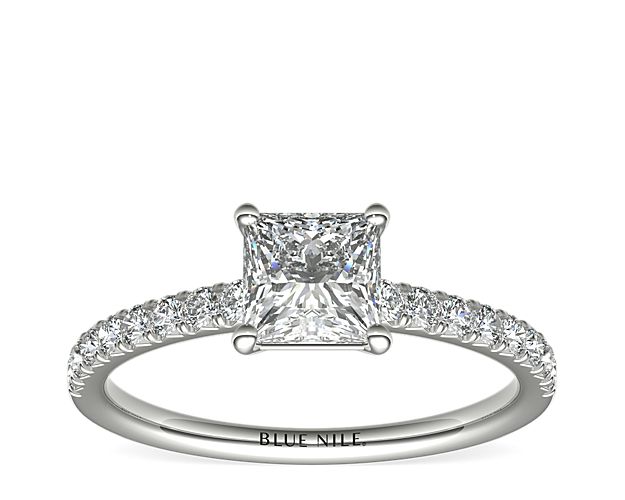French Pavé Diamond Engagement Ring in 14k White Gold (1/4 ct. tw.)