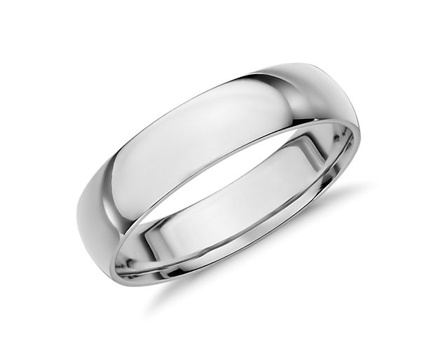 Mid-weight Comfort Fit Wedding Ring in 14k White Gold (5mm)