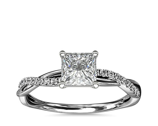 Petite Twist Diamond Engagement Ring in 14k White Gold (1/10 ct. tw.)