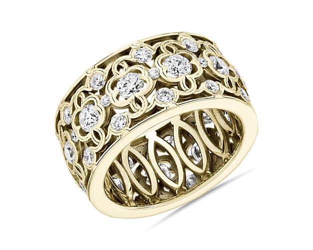 Bella Vaughan Clover Lace Diamond Eternity Ring in 18k Yellow Gold (1 5/8 ct. tw.)