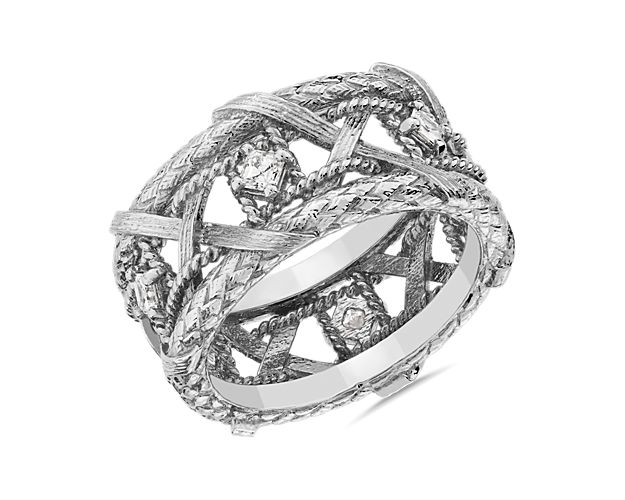 Bella Vaughan Basket Weave Diamond Eternity Ring in 18k White Gold (1/3 ct. tw.)