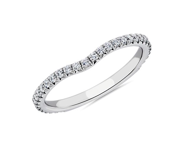 Blue Nile Studio Petite Crown Curved Diamond Ring in Platinum (1/3 ct. tw.)