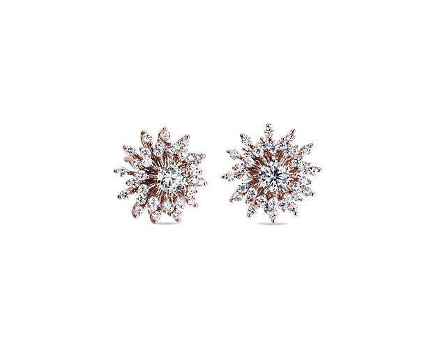 Sunburst Diamond Stud Earrings in 14k Rose Gold (1 ct. tw.)