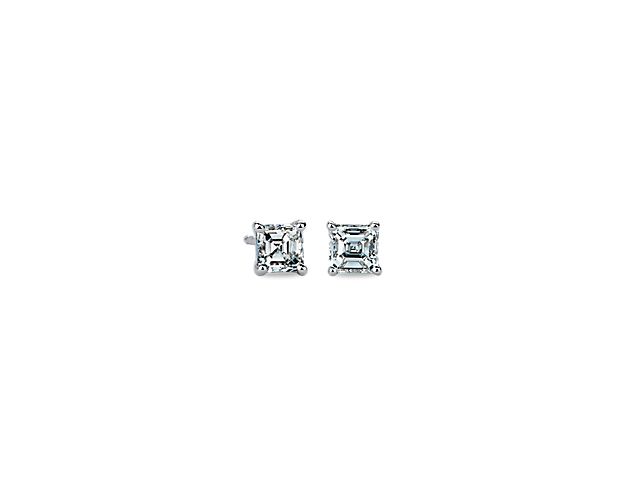 Lab Grown Diamond Asscher Cut Stud Earrings in 14k White Gold (3/4 ct. tw.)