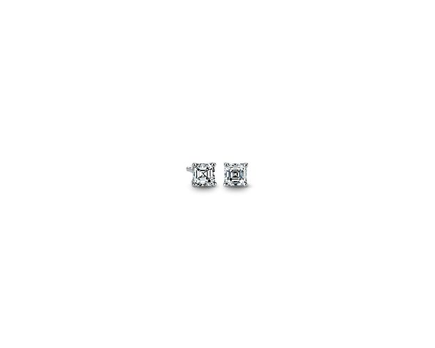 Lab Grown Diamond Asscher Cut Stud Earrings in 14k White Gold (1/2 ct. tw.)