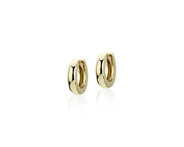 Mini Wide Huggie Hoop Earrings in 14k Yellow Gold (3 x 12 mm)