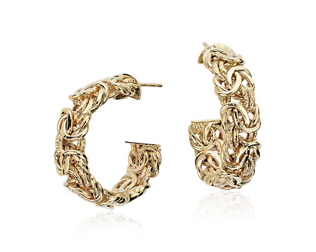Byzantine Hoop Earrings in 18k Italian Yellow Gold