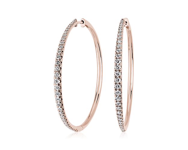 Diamond Graduated Hoop Earrings in 14k Rose Gold (1 ct. tw.)