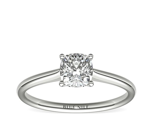Petite Solitaire Engagement Ring in 14k White Gold