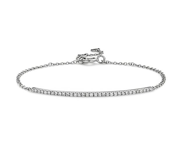 Mini Diamond Bar Bracelet in 14k White Gold (1/5 ct. tw.)