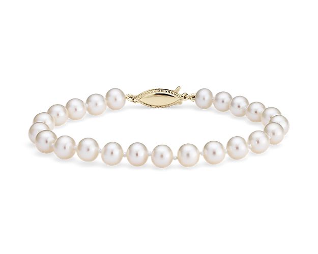 7.5" Freshwater Cultured Pearl Bracelet in 14k Yellow Gold (6-6.5mm)