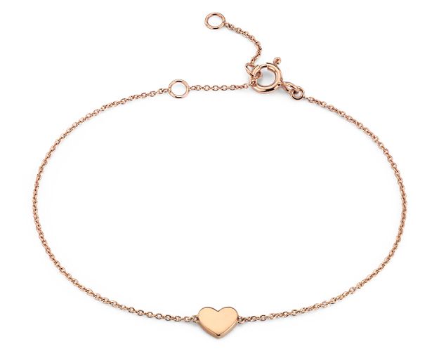 7" Petite Heart Bracelet in 14k Rose Gold (7.9 mm)