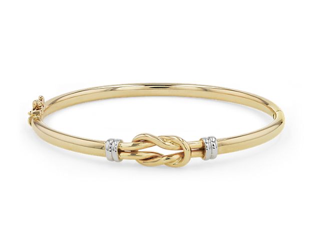 Love Knot Bangle in 14k Italian White and Yellow Gold