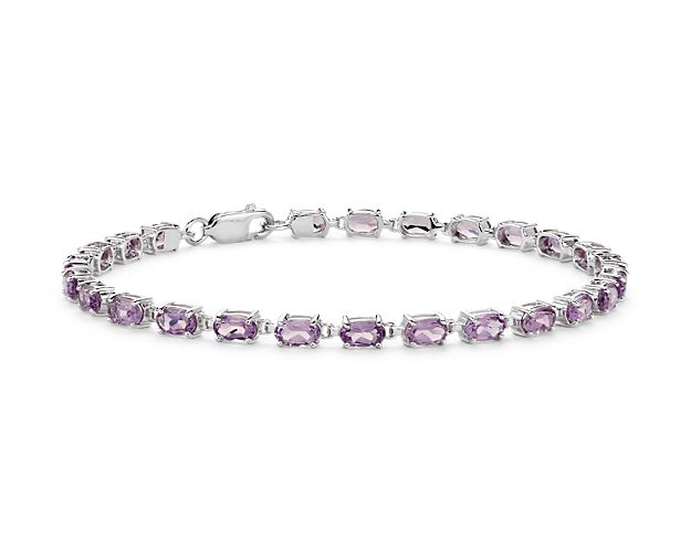 Petite Oval Amethyst Bracelet in Sterling Silver (5x3mm)