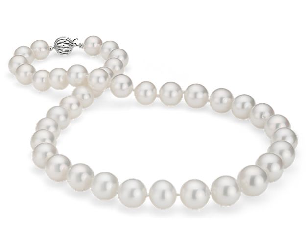 South Sea Cultured Pearl Strand Necklace in 18k White Gold (10-12.2mm)